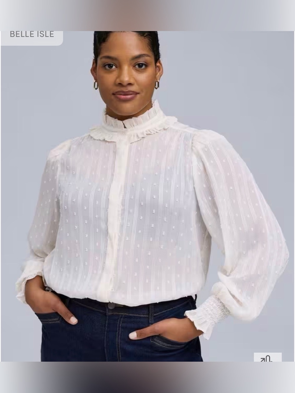 Torrid - Belle Isle Ivory Ruffle-Neck Blouse